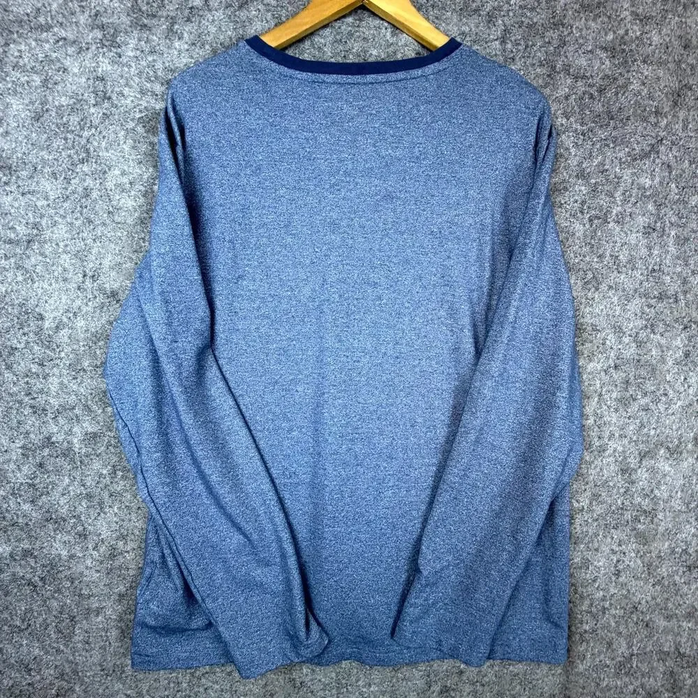 Michael Bastian Shirt Mens XL‎ Heather Blue Rayon Stretch Crew Neck Chest Pocket